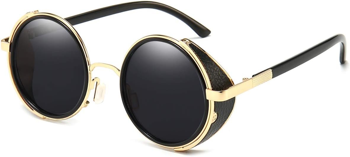 Carsbyvictor Sunglasses Round  Steampunk Vintage Retro Round Sunglasses Metal Circle Frame