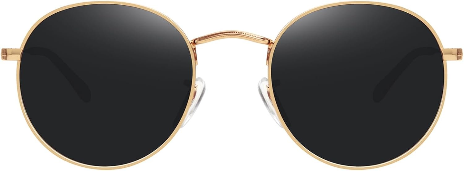 Carsbyvictor Sunglasses Round Polarized Sunglasses for Women Men Classic Retro Metal Frame Sun Glasses UV Protection