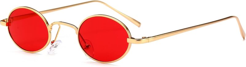 Carsbyvictor Sunglasses Oval Vintage Small Round Sunglasses  OvalSlender Metal Frame Candy Colors B2422