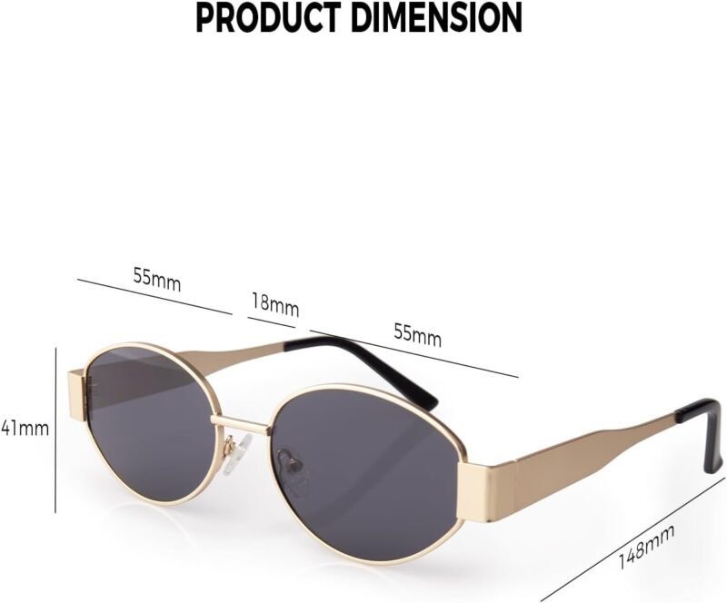 Carsbyvictor Sunglasses Oval Sunglasses for Women Men, Trendy Designer Metal Style UV400 Protection Sun Glasses