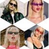 Carsbyvictor Sunglasses Cat Eye Small Cat Eye Sunglasses for Men and Women Skinny  Frame Y2K Shades Trendy Fun Fashion Glasses