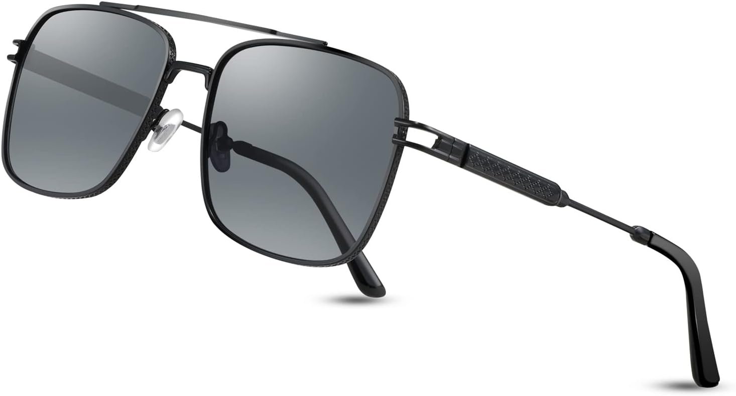 Carsbyvictor Sunglasses Square  Sunglasses for Men Women Vintage 70s Pilot Shades Classic Metal Frame B2845