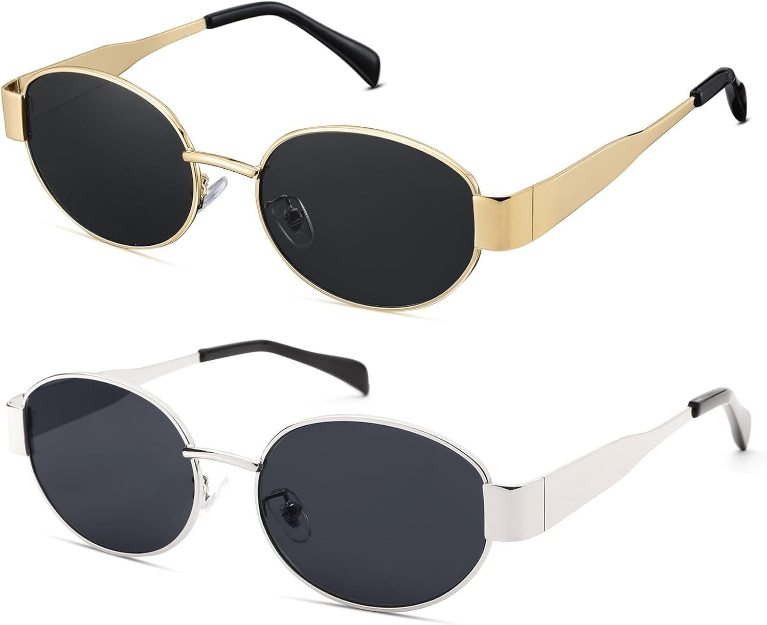 Carsbyvictor Sunglasses Oval Sunglasses for Women Men – Fashion Sun Glasses – Rectangle Metal Frame Shades