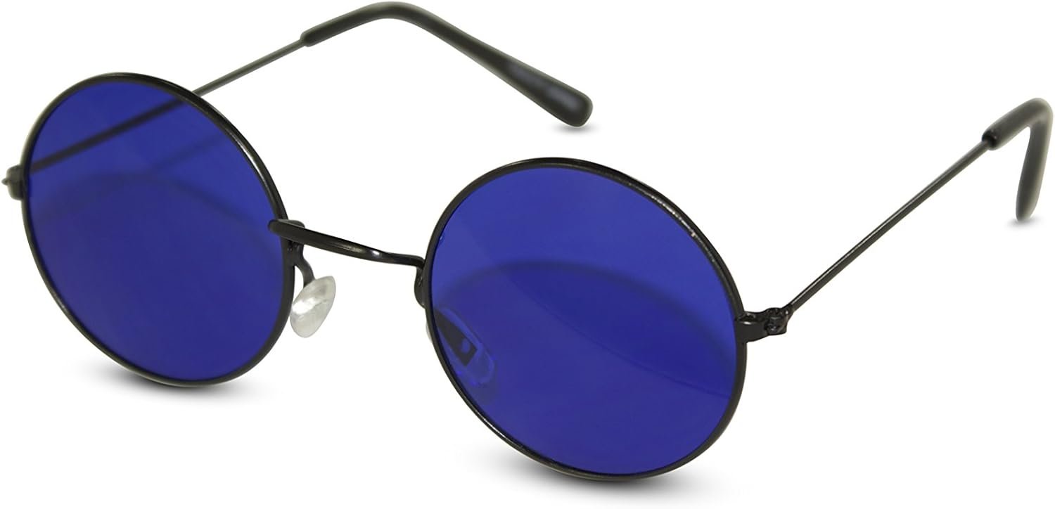 Carsbyvictor Sunglasses Round Circular Party Sunglasses Round Hippie Retro Shades with Colored Lenses