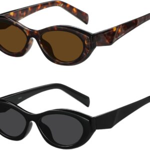 Carsbyvictor Sunglasses  Oval Cat Eye Sunglasses for Women, 90s Narrow Sunglasses Shades Womens  Oval  Cool Vintage UV400 Protection