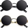 Carsbyvictor Sunglasses Round E72 Retro Steampunk Style Inspired Round Metal Circle Polarized Sunglasses for Women Men