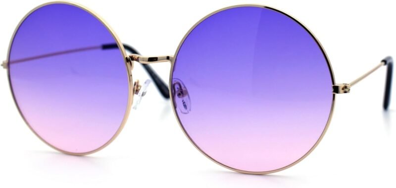 Carsbyvictor Sunglasses Round Classic Oversize Joplin Style Hippie Round Circle Lens Sunglasses