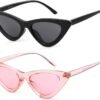 Carsbyvictor Sunglasses Cat Eye Vintage Cat Eye Sunglasses for Women Trendy Narrow Cateye Frame Sun Glasses