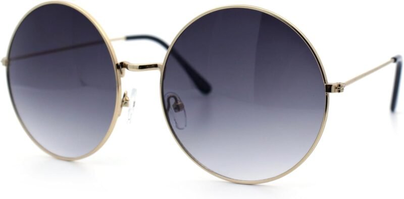 Carsbyvictor Sunglasses Round Classic Oversize Joplin Style Hippie Round Circle Lens Sunglasses