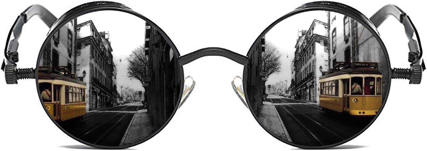 Carsbyvictor Sunglasses Round  Gothic Steampunk Round Polarized UV400 Protection Sunglasses Unisex Street Outdoor