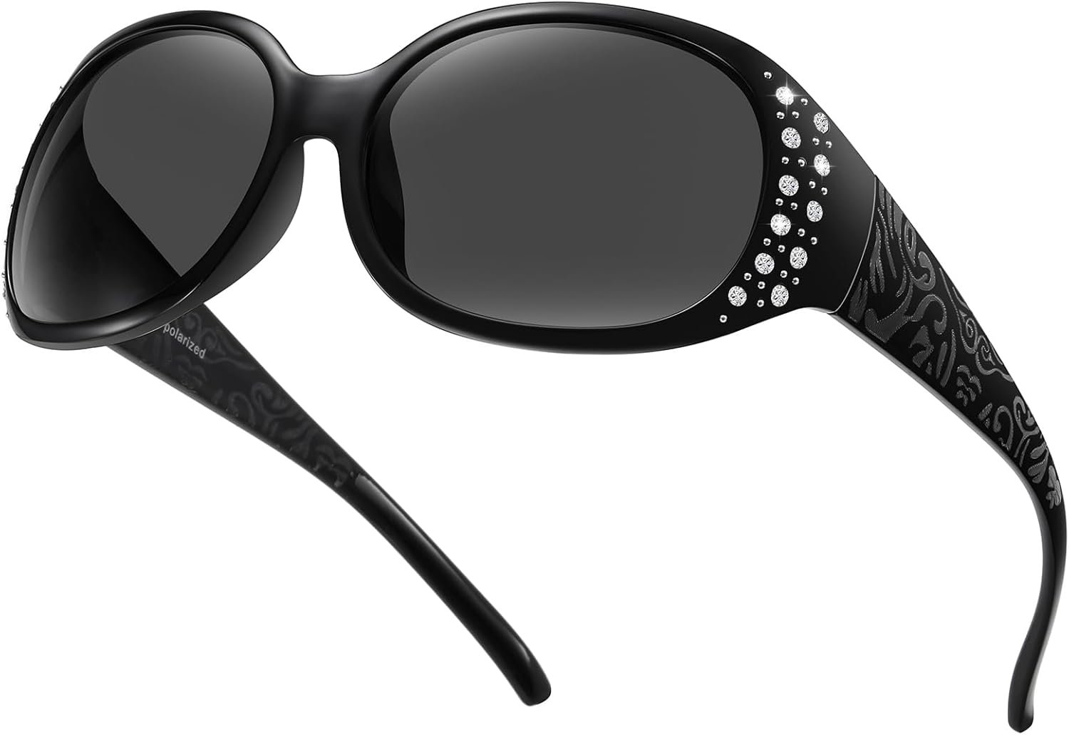 Carsbyvictor Sunglasses Oval Sunglasses for Women, Rhinestone Wrap Around Sunglasses with UV400 Protection