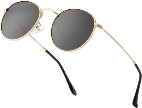 Carsbyvictor Sunglasses Round Polarized Sunglasses for Women Men Classic Retro Sun Glasses Circle Metal Frame Shades UV Protection