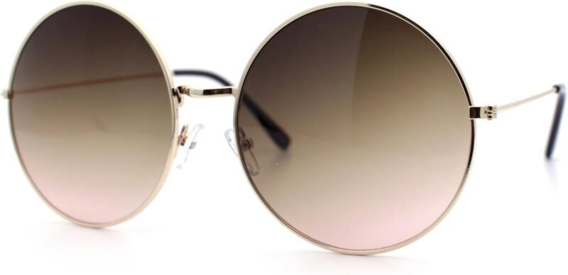 Carsbyvictor Sunglasses Round Classic Oversize Joplin Style Hippie Round Circle Lens Sunglasses