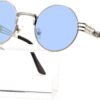 Carsbyvictor Sunglasses Round  Round Steampunk Sunglasses Circle Lennon Hippie Glasses Metal Frame 100% UV Blocking Lens