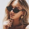 Carsbyvictor Sunglasses Cat Eye Vintage Cat Eye Sunglasses for Women Trendy Narrow Cateye Frame Sun Glasses