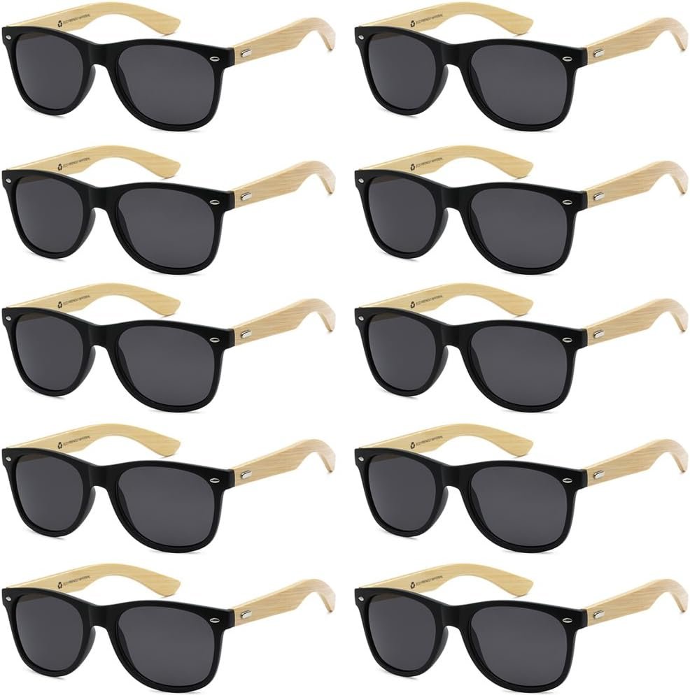 Carsbyvictor Sunglasses Wholesale Bamboo Sunglasses WayfarerRetro 80’s Wood Sunglasses WayfarerMen-Cool Sunglasses Wayfarerfor Men & Women-10 Pack