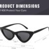 Carsbyvictor Sunglasses Cat Eye Vintage Cat Eye Sunglasses for Women Trendy Narrow Cateye Frame Sun Glasses