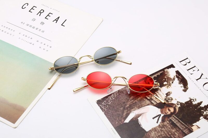 Carsbyvictor Sunglasses Oval Vintage Small Round Sunglasses  OvalSlender Metal Frame Candy Colors B2422
