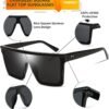 Carsbyvictor Sunglasses Square  Oversized Sunglasses Mens Womens Flat Top Square Trendy Visor Shades UV400 B2470