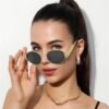 Carsbyvictor Sunglasses Oval Sunglasses for Women Trendy Designer Sun Glasses for Small Face  Oval  Metal Frame Womens Shades