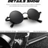 Carsbyvictor Sunglasses Round E72 Retro Steampunk Style Inspired Round Metal Circle Polarized Sunglasses for Women Men