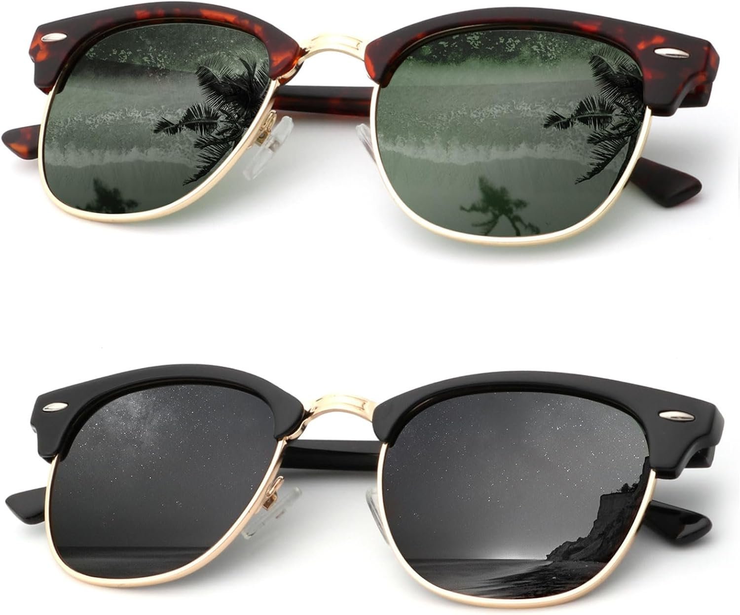 Carsbyvictor Sunglasses Browline Sunglasses Men Polarized for Mens and Women Unisex Sun Glasses for Driving UV Protection