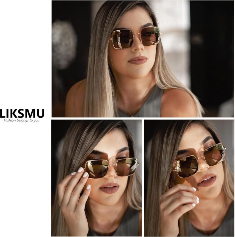 Carsbyvictor Sunglasses Square Square Sunglasses for Women Men Polarized Vintage Retro Metal Frame Trendy Sun Glasses