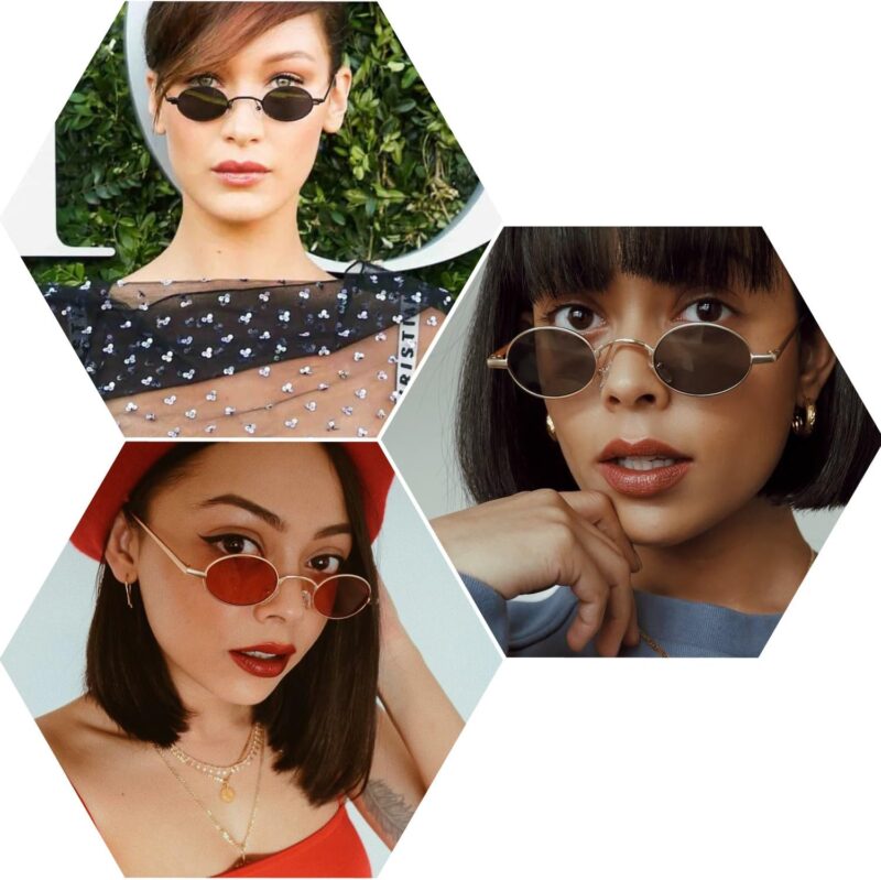 Carsbyvictor Sunglasses Oval Vintage Small Round Sunglasses  OvalSlender Metal Frame Candy Colors B2422