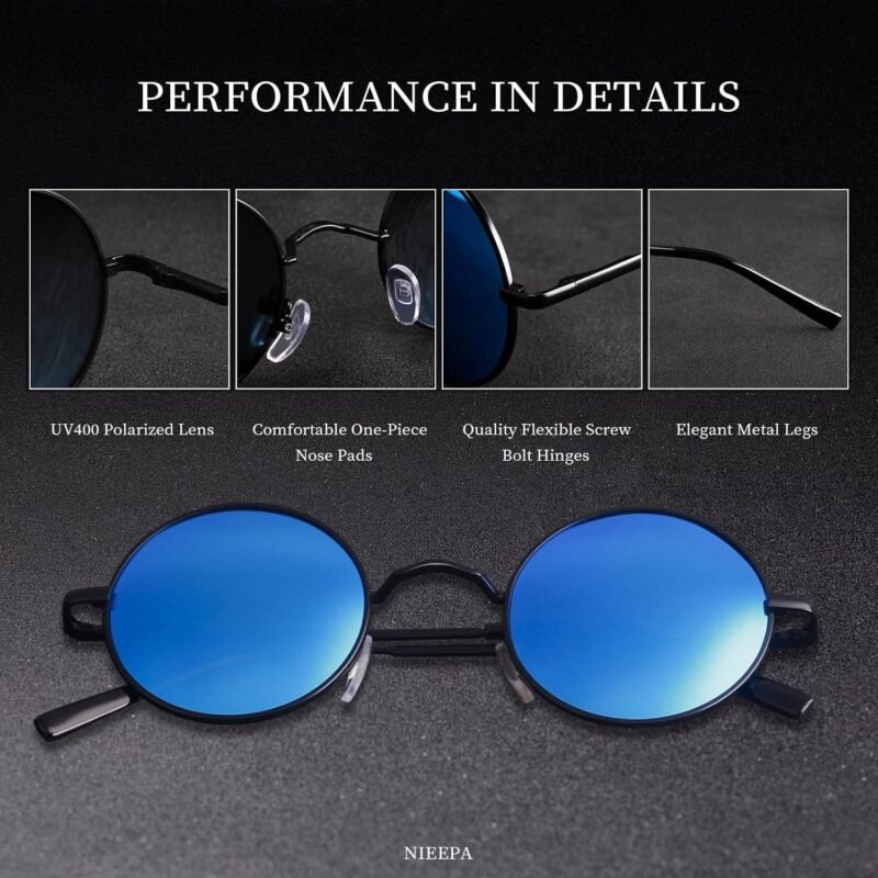 Carsbyvictor Sunglasses Round Vintage Small Round Polarized Hippie Sunglasses for Men Women Circle Sun Glasses NP1002