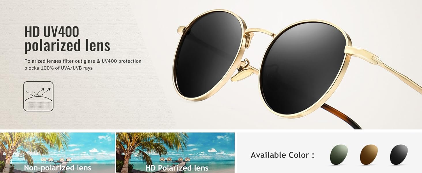 HD Polarized Lens Polarized lenses filter out glare & UV400 protection blocks 100% of UVA/UVB