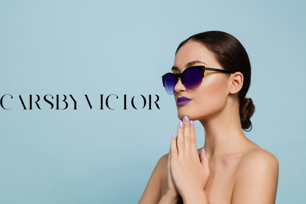 Portrait of a confident woman with bright makeup and stylish sunglasses, showcasing fashionable summer hairstyle colors